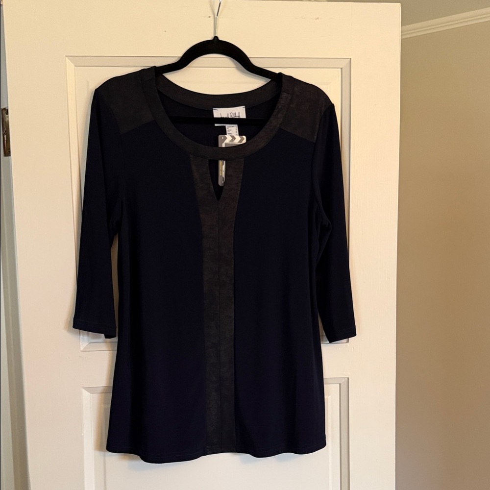 Joseph Ribkoff Navy Long Sleeve Top with keyhole